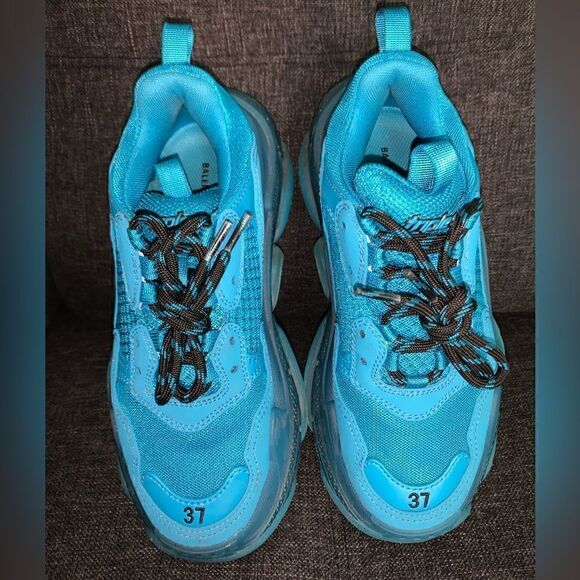 Balenciaga Triple S Cyan Blue Clunky Dad Sneaker - Picture 7 of 9